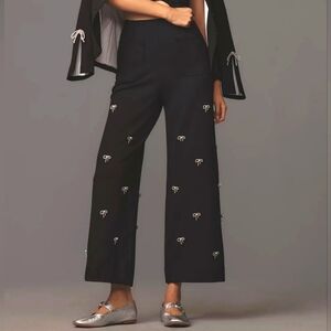 Anthropologie: Black, Cropped Wide-Leg Pants by Maeve. Size 26
